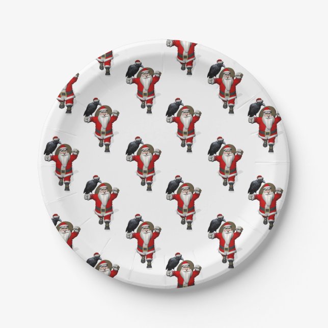 Sweet Santa Claus Lieben Ravens Pappteller (Vorderseite)