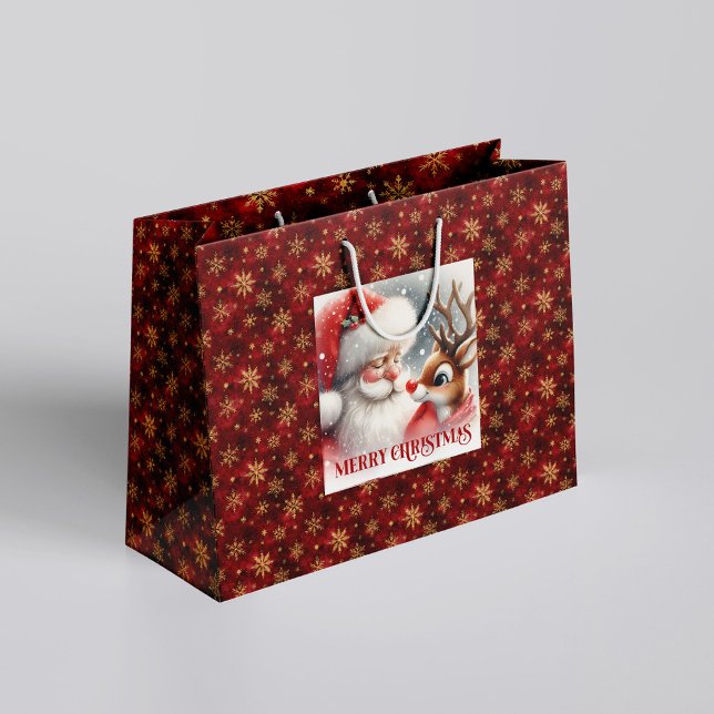 Sweet Santa Claus Rudolph Winter Holiday Gift Bag Große Geschenktüte (Sweet Santa Claus Rudolph Winter Holiday Gift Bag)