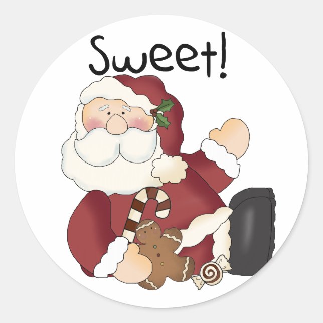 Sweet Santa Holiday Tshirts und Geschenke Runder Aufkleber (Vorderseite)