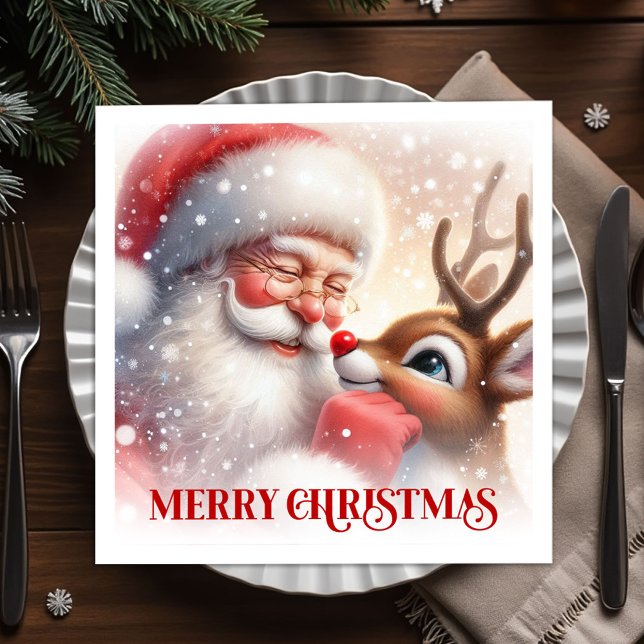 Sweet Santa Rudolph Christmas Party Napkins Serviette (Sweet Santa Rudolph Christmas Party Napkins)