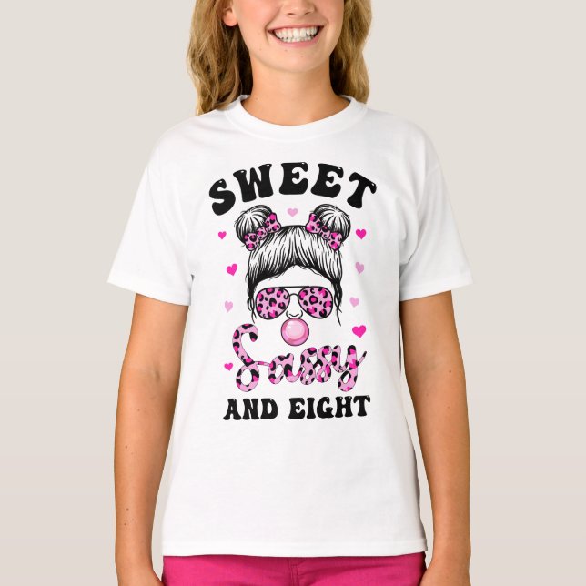Sweet Sassy and Aight Messy Bun Leopard Sonnenbril T-Shirt (Vorderseite)