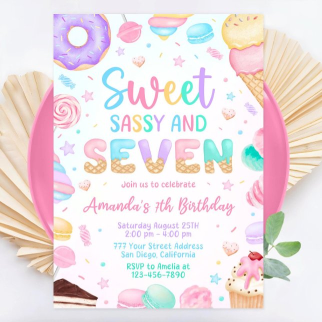 Sweet Sassy und Seven Birthday Einladung 7. Geburt (Von Creator hochgeladen)