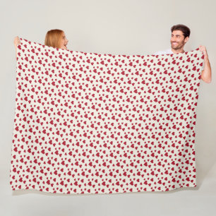 Sweet Scatter Hearts - Creme & Rot Fleecedecke