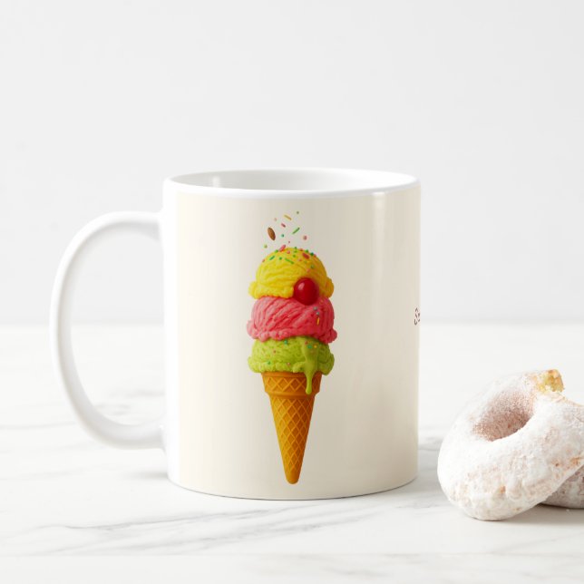 Sweet Scoop Style - Personalisiertes Ice Creme Des Kaffeetasse (Mit Donut)