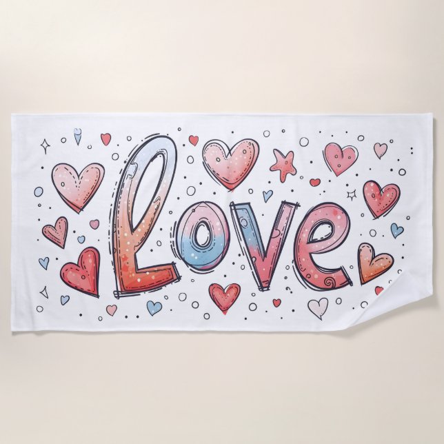 Sweet Scribble Liebe Slogan Strandtuch (Vorderseite)
