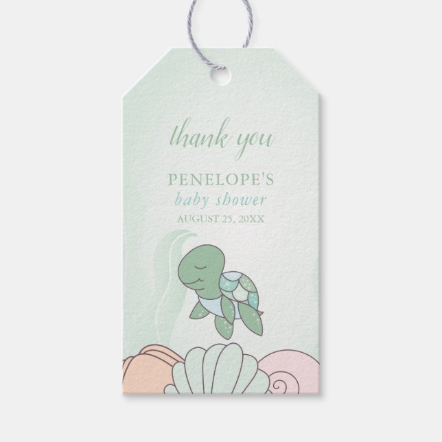 Sweet Sea Turtle Baby Dusche Geschenkanhänger (Vorderseite)