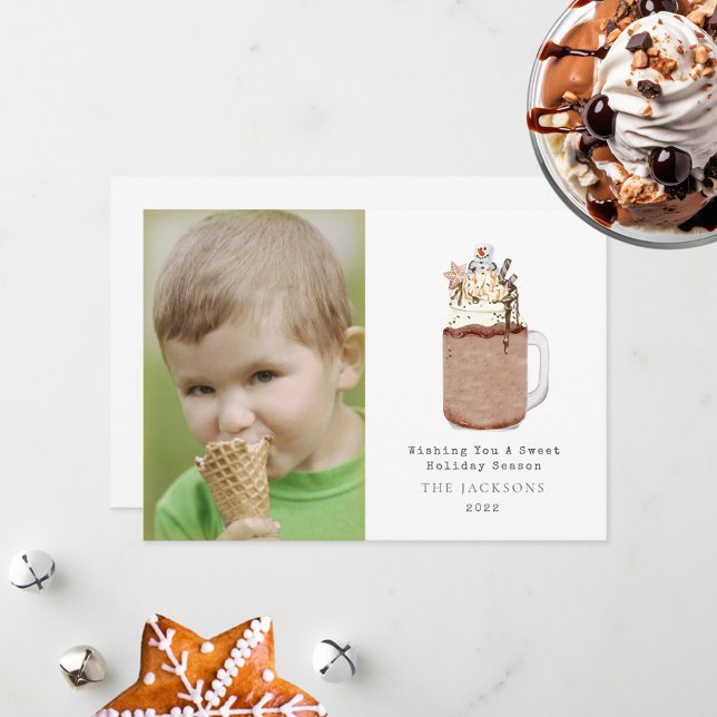 Sweet Season Chocolate Snowman Milkshake Feiertagskarte (Von Creator hochgeladen)