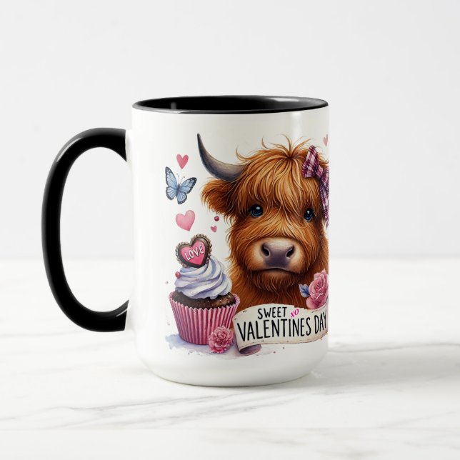 Sweet Shaggy Highland Cow Valentine Tasse (Links)