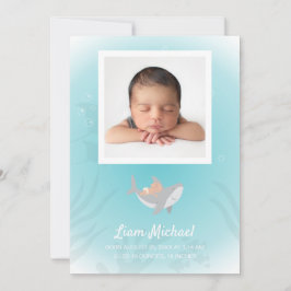 Sweet Shark Baby Flat Birth Announccard Ankündigung