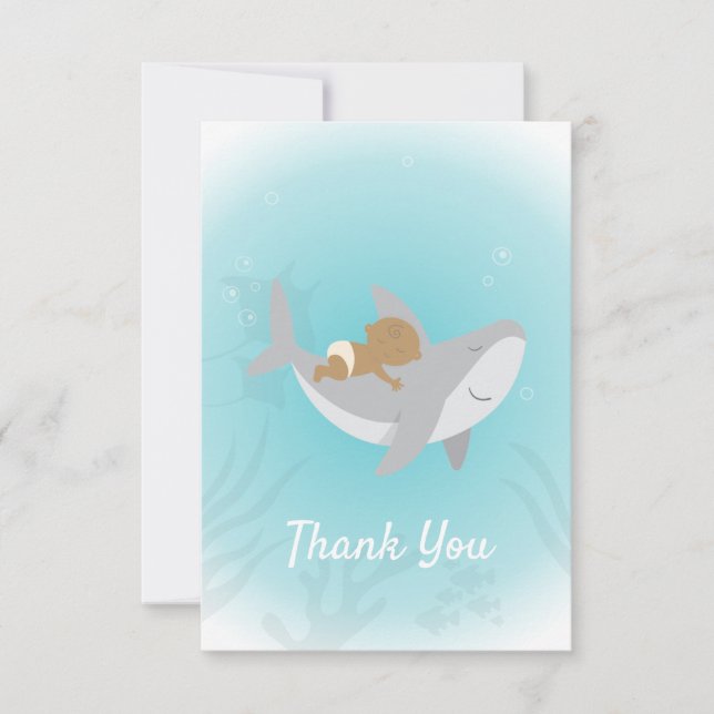 Sweet Shark Baby Showflat Danke Karte (Vorderseite)