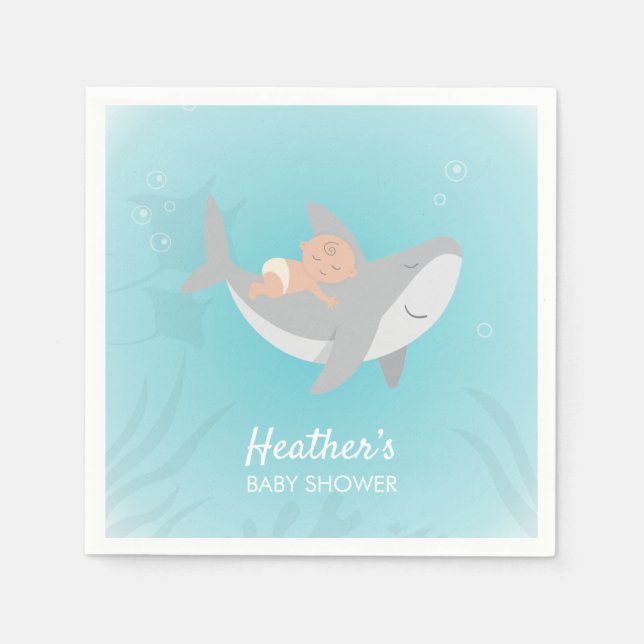 Sweet Shark Baby Showpapier Napkin Serviette (Vorderseite)