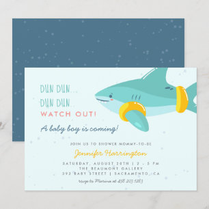 Sweet Shark Summer Ocean Themed Boy Baby Dusche Einladung