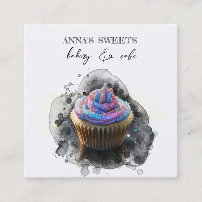*~* Sweet Shop 3 QR Backery Cupcake Quadratische Visitenkarte (Vorderseite)