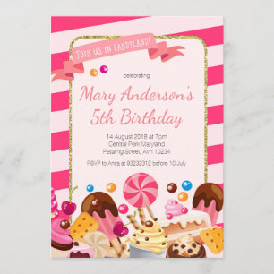 Sweet Shop Candyland Geburtstagsparty Einladung