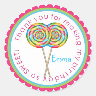 Sweet Shop Lollipop Geburtstagskleber Runder Aufkleber