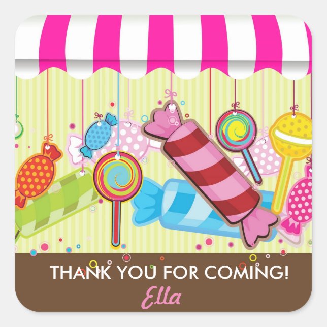 Sweet Shoppe Candy Land Birthday Party Stickers (Vorderseite)