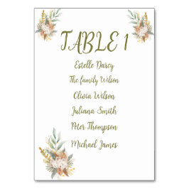 Sweet Shower Autumn Floral Wedding Tischnummer