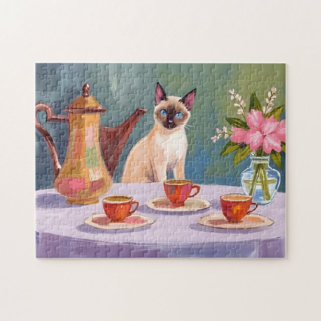 Sweet Siamese & Tea Time Jigsaw Puzzle (Horizontal)