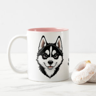 Sweet Siberian Husky Puppy Zweifarbige Tasse
