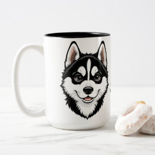 Sweet Siberian Husky Puppy Zweifarbige Tasse