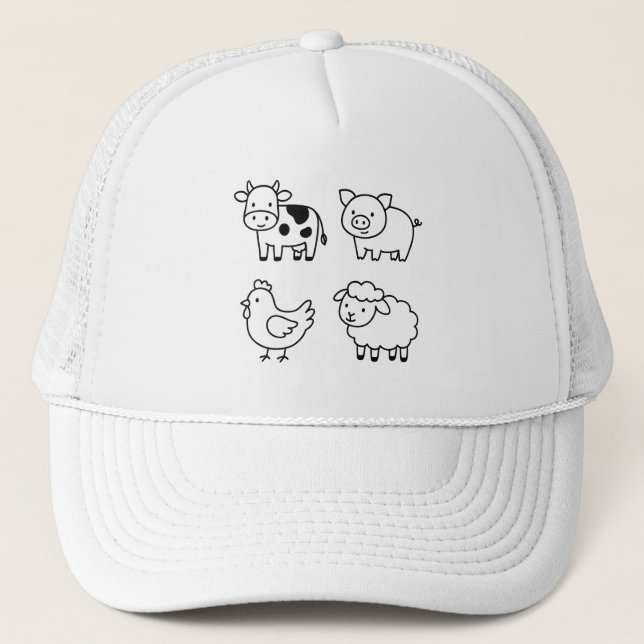 Sweet & Simple Farm Animal Outlines Truckerkappe (Vorderseite)