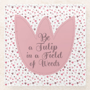 Sweet Simple Pink Tulip Pattern, alle Richtungen Glasuntersetzer