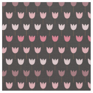 Sweet Simple Pink Tulip Pattern - dunkler Hintergr Stoff