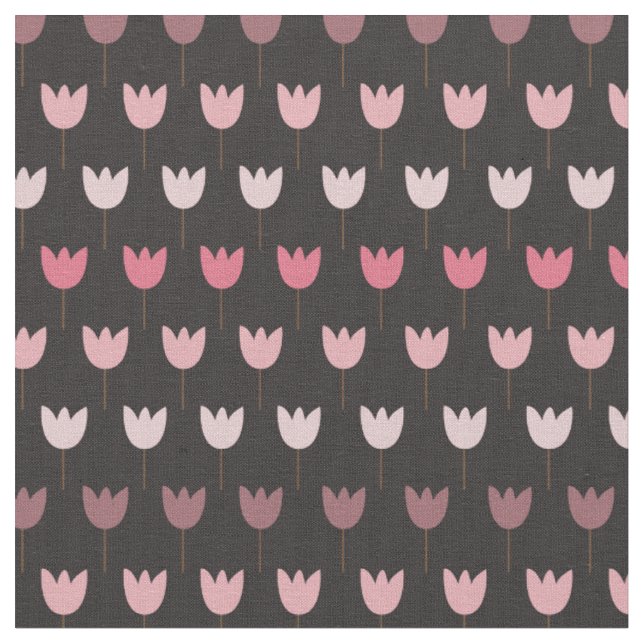 Sweet Simple Pink Tulip Pattern - dunkler Hintergr Stoff (Nahaufnahme)