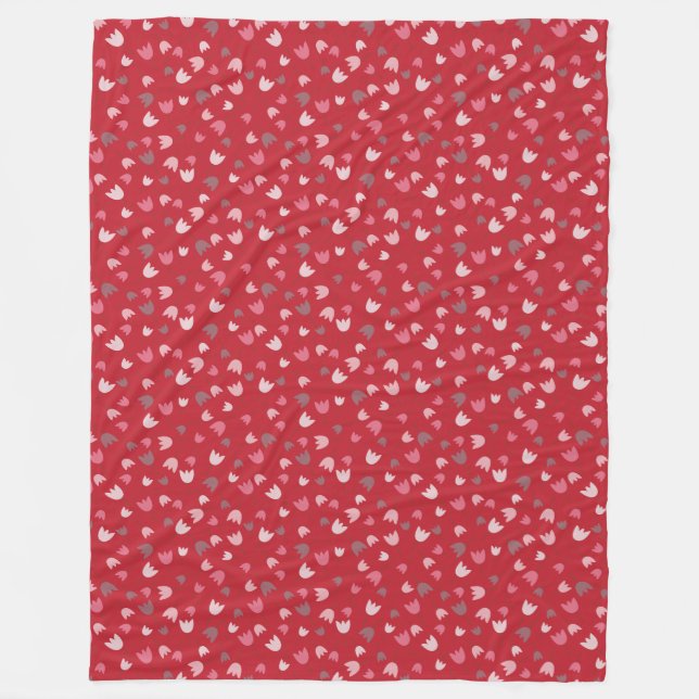 Sweet Simple Pink Tulip Pattern, roter Hintergrund Fleecedecke (Vorderseite)