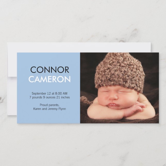 Sweet Simplicity Baby Birth Announcement - Blue Ankündigung (Vorderseite)