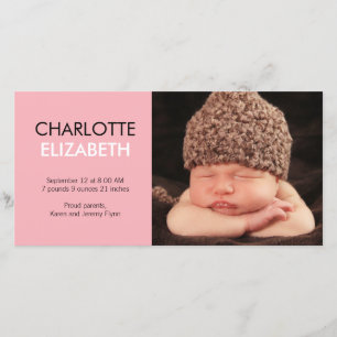Sweet Simplicity Baby Birth Announcement - Pink Ankündigung