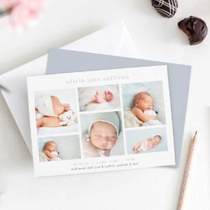 Sweet Six Foto Collage Birth Ankündigung