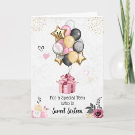 Sweet Sixteen Balloons Happy Birthday Card Feiertagskarte