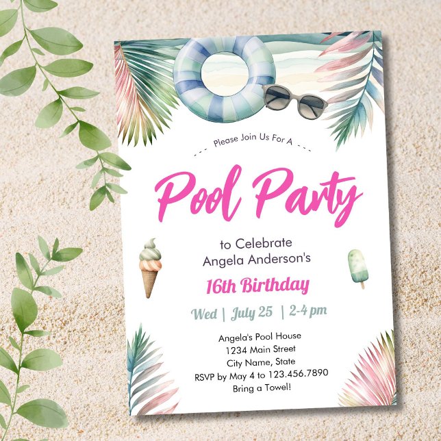 Sweet Sixteen Birthday Pool Party Einladung (Von Creator hochgeladen)
