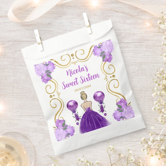 Sweet Sixteen Blonde Princess in Purple Geschenktütchen (Ausgeschnitten)