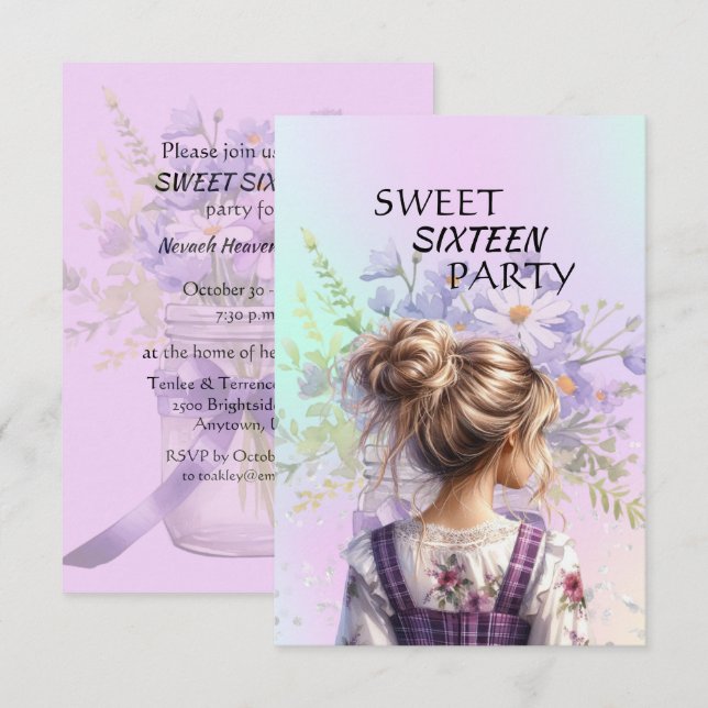 Sweet Sixteen Daughter Birthday Invitation Einladung (Vorne/Hinten)