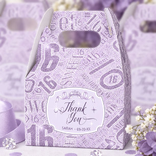 Sweet Sixteen Funkelnde Wortwolke Violett ID1333 Geschenkschachtel