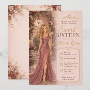 Sweet Sixteen Gartenbogen-Feier Einladung