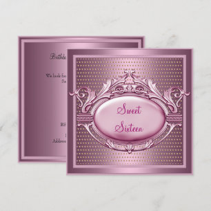 Sweet Sixteen Geburtstagsfeier Satin Rosa Punkte Einladung