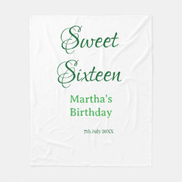 Sweet Sixteen green name date calligraphy boho ret Fleecedecke