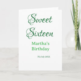 Sweet Sixteen green name date calligraphy boho ret Karte