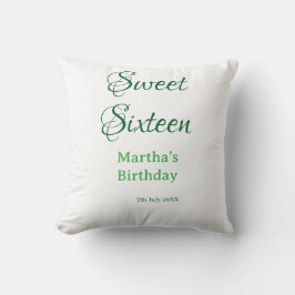 Sweet Sixteen green name date calligraphy boho ret Kissen