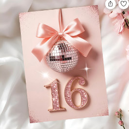 Sweet Sixteen in Pink Bows & Sparkle Karte