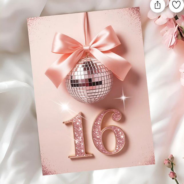 Sweet Sixteen in Pink Bows & Sparkle Karte (Von Creator hochgeladen)