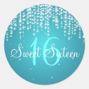 Sweet Sixteen Night Dazzle Blue Runder Aufkleber