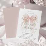 Sweet Sixteen Party Pink Coquette Bow Rose Floral Einladung<br><div class="desc">A large blush pink coquette bow is decorated with elegant pink roses on this birthday invitation. Classic script calligraphy lets your guests know it's a milestone birthday. Easy to personalize with your party details.</div>