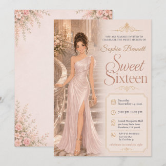 Sweet Sixteen Pink Ballsaal Einladung
