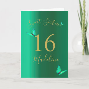 Sweet SixteenEmerald Green Butterflies Geburtstag Karte