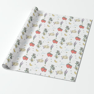 Sweet Sketched Summer Berry First Baby Dusche Geschenkpapier