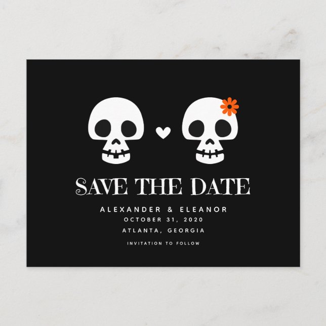 Sweet Skulls Save the Date Postkarte individuell a (Vorderseite)